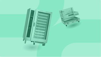 Photos de matériel CHR sur fond vert clair.