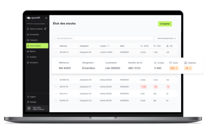 Visualisation des stocks sur la plateforme Spacefill